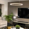 LAMPAMI - lampa wisząca złota nowoczesna, złota lampa ledowa, nowoczesna lampa do salonu, żyrandol nowoczesny do salonu
