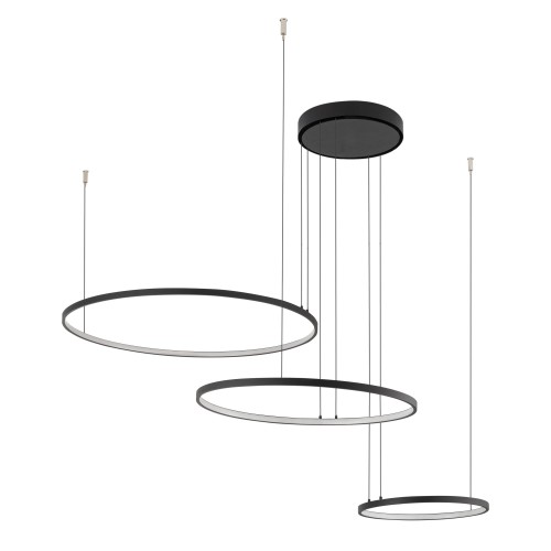 LAMPAMI - żyrandol czarny ledowy, czarna lampa sufitowa wisząca, lampa nad stół, czarna lampa ledowa nowoczesna