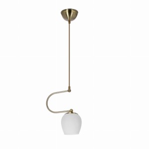 Złota lampa wisząca pojedyncza patyna klosz biały SERANO 1xE27 