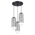 LAMPAMI - czarna lampa sufitowa, lampa do salonu, lampa białe kule, lampa do sypialni, żyrandol białe kule