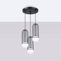 LAMPAMI - czarna lampa sufitowa, lampa do salonu, lampa białe kule, lampa do sypialni, żyrandol białe kule
