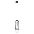LAMPAMI - czarna lampa wisząca, lampa wisząca pojedyncza, lampa nad wyspę, klosze białe kule, lampa przy lustrze