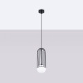 LAMPAMI - czarna lampa wisząca, lampa wisząca pojedyncza, lampa nad wyspę, klosze białe kule, lampa przy lustrze