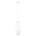 LAMPAMI - biała lampa wisząca, lampa wisząca pojedyncza, lampa nad wyspę, klosze białe kule, lampa przy lustrze