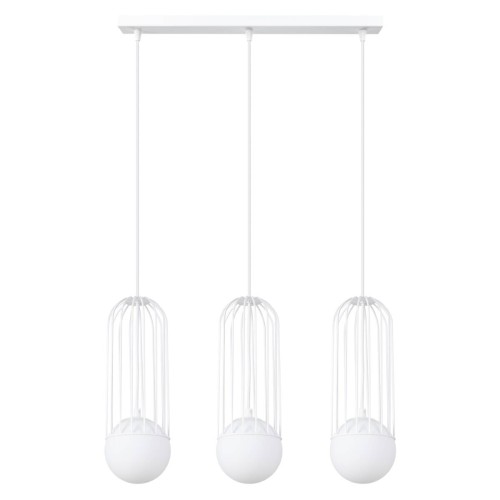 LAMPAMI - biała lampa sufitowa, lampa do salonu, lampa białe kule, lampa do sypialni, żyrandol białe kule
