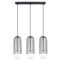 LAMPAMI - czarna lampa sufitowa, lampa do salonu, lampa białe kule, lampa nad stół do jadalni, żyrandol białe kule