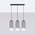 LAMPAMI - czarna lampa sufitowa, lampa do salonu, lampa białe kule, lampa nad stół do jadalni, żyrandol białe kule