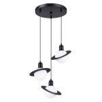 Czarna lampa wisząca potrójna 120 cm klosze białe kule HYPERION 3P
