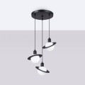 LAMPAMI - czarna lampa sufitowa, lampa do salonu, lampa białe kule, lampa nad stół do jadalni, żyrandol białe kule