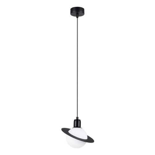 LAMPAMI - czarna lampa wisząca, lampa wisząca pojedyncza, lampa nad wyspę, klosze białe kule, lampa przy lustrze