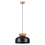 Czarna lampa sufitowa wisząca z drewnem 130 cm 1xE27 MARION