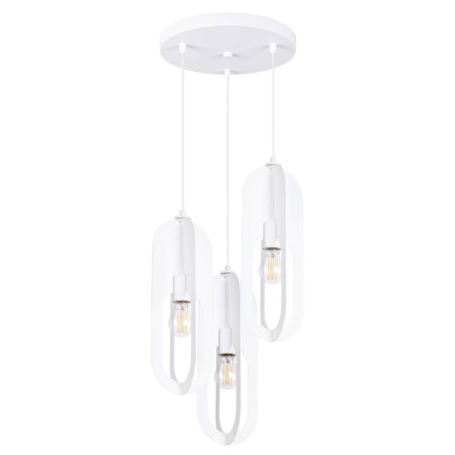 LAMPAMI - lampa nad stół do jadalni, biała lampa wisząca potrójna, lampa wisząca nad okrągły stół