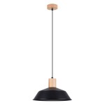 Czarna lampa nad wyspę kuchenną wisząca 120 cm z drewnem 1xE27 FANO