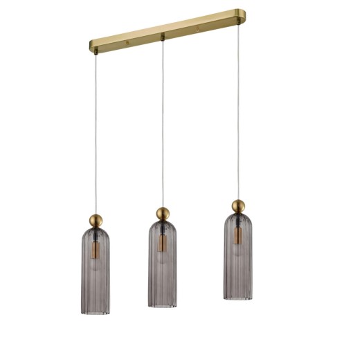 LAMPAMI - lampa złota potrójna, lampa do salonu, lampa wisząca nad stół, złota lampa wisząca, lampa glamour