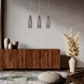 LAMPAMI - lampa złota potrójna, lampa do salonu, lampa wisząca nad stół, złota lampa wisząca, lampa glamour