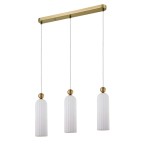 Złota lampa wisząca glamour potrójna klosze białe 150 cm PIEGA 3xE14 