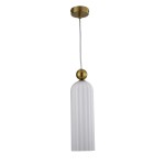 Złota lampa wisząca glamour klosz biały 150 cm PIEGA 1xE14