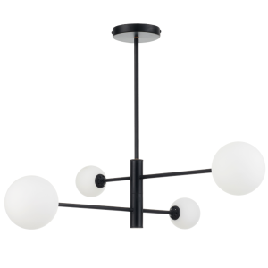Lampa wisząca czarna klosze białe kule Dorado 4xG9