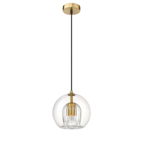 LAMPAMI - lampa złota kula szklana, lampa do salonu, lampa wisząca kula, lampa nad stół, lampa szklane kule