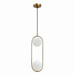 Lampa wisząca złota 140 cm szczotkowana 2x G9 klosze białe kule CORDEL