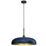 Niebieska lampa wisząca ze złotym wykończeniem 1xE27 LINCOLN BLUE/GOLD 45cm