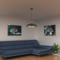 LAMPAMI - niebieska lampa wisząca nowoczesna, lampa industrialna, lampa nowoczesna wisząca niebieska ze złotym