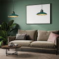LAMPAMI - lampa butelkowa, lampa industrialna, lampa nowoczesna wisząca zielona ze złotym