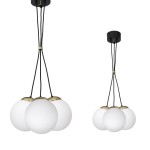 Lampa sufitowa wisząca klosze białe kule SPARTA BLACK / GOLD 3xE14