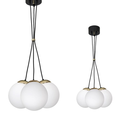 LAMPAMI - lampa sufitowa do salonu klosze białe kule, lampa sufitowa wisząca do salonu, lampa nad stół, lampa szklane kule