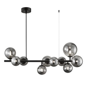 Czarna lampa wisząca klosze szklane kule dymione 120 cm 10xG9 MILA
