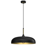 Czarna lampa wisząca ze złotym wykończeniem 1xE27 LINCOLN BLACK/GOLD 45cm
