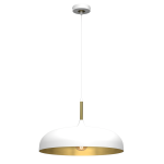 Biała lampa wisząca ze złotym wykończeniem LINCOLN WHITE/GOLD 1xE27 45cm