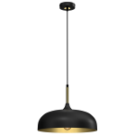 Czarna lampa wisząca ze złotym wykończeniem 1xE27 LINCOLN BLACK/GOLD 35cm