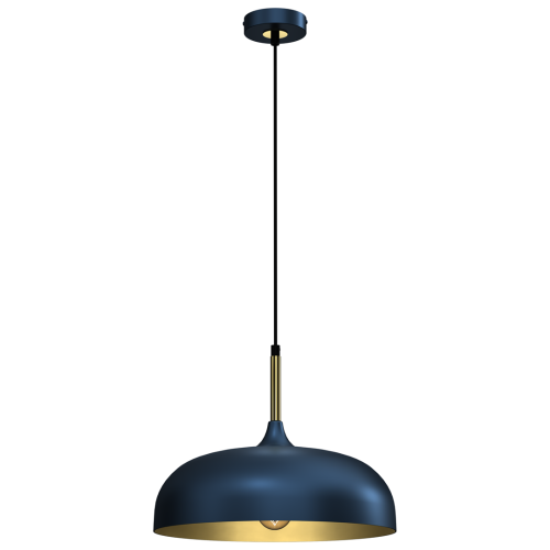 LAMPAMI - niebieska lampa wisząca nowoczesna, lampa industrialna, lampa nowoczesna wisząca niebieska ze złotym