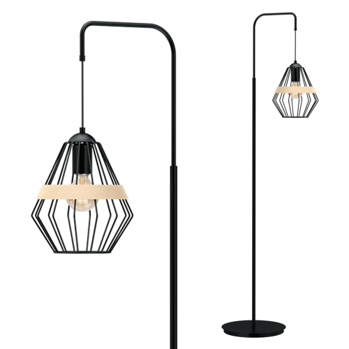 LAMPAMI - czarna lampa stojąca, nowoczesna lampa stojąca do salonu, lampa podłogowa do salonu, lampa stojąca loftowa