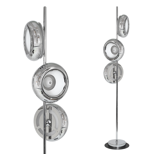 LAMPAMI - srebrna lampa stojąca, nowoczesna lampa stojąca do salonu, lampa podłogowa do salonu
