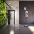 LAMPAMI - srebrna lampa stojąca, nowoczesna lampa stojąca do salonu, lampa podłogowa do salonu