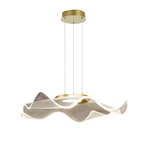 LAMPAMI - lampa wisząca złota nowoczesna, złota lampa ledowa, nowoczesna lampa do salonu, żyrandol nowoczesny do salonu