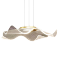 LAMPAMI - lampa wisząca złota nowoczesna, złota lampa ledowa, nowoczesna lampa do salonu, żyrandol nowoczesny do salonu