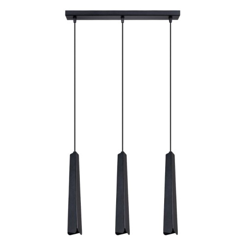 LAMPAMI - lampa wisząca potrójna czarna, lampa nad okrągły stół, czarna lampa do jadalni
