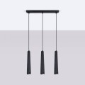 LAMPAMI - lampa wisząca potrójna czarna, lampa nad okrągły stół, czarna lampa do jadalni