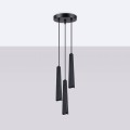 LAMPAMI - lampa wisząca potrójna czarna, lampa nad okrągły stół, czarna lampa do jadalni