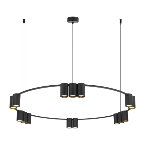 LAMPAMI - lampa sufitowa wisząca, lampa wisząca do salonu, czarny żyrandol nowoczesny