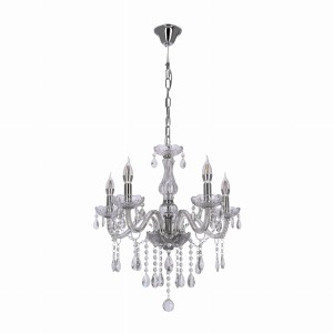 Ekskluzywny żyrandol nowoczesny chromowy świecznikowy CRISTALLO 5xE14 40W transparentny