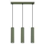 Lampa wisząca potrójna zielona oliwka tuby sufitowe ryflowane 3xGU10 KARBON 3L 