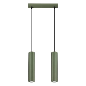 Lampa wisząca podwójna zielona oliwka tuby sufitowe ryflowane 2xGU10 KARBON 2