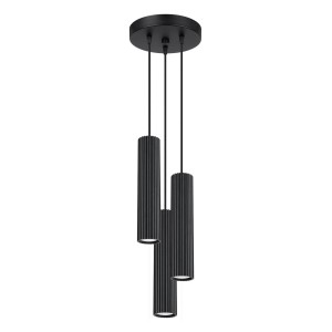 Czarna lampa wisząca potrójna tuby sufitowe ryflowane 3xGU10 KARBON 3P 