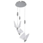 Lampa wisząca srebrna potrójna ledowa Mariposa 3xLED CCT talerz chrom