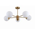 LAMPAMI - lampa sufitowa wisząca, złota lampa do salonu, lampa szklane kule, złota lampa kule