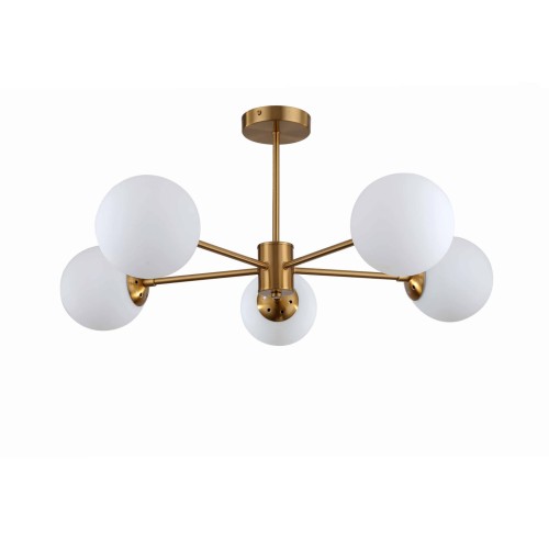 LAMPAMI - lampa sufitowa wisząca, złota lampa do salonu, lampa szklane kule, złota lampa kule